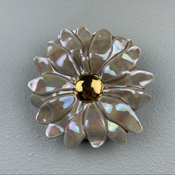 VTG Ceramic Pink Gold Glossy Flower Hanging Wall Pocket Plant Propagation Statio - Picture 4 of 16